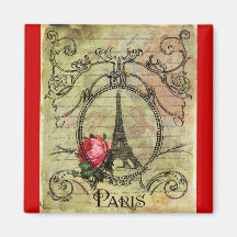 Torre Eiffel de Paris & rosa vermelha Steampunk Ima