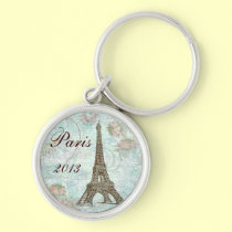 Torre Eiffel e rosas cor-de-rosa porta chaves
