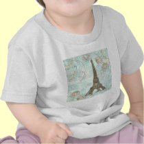 Torre Eiffel e rosas cor-de-rosa camisetas