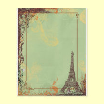 Torre Eiffel em anúncios verdes do insecto folhetos