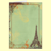 Torre Eiffel em cartões verdes cartões