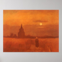 Torre velha nos campos, Van Gogh, arte do vintage Poster