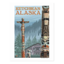 Totem pólos - Ketchikan de Alaska, Alaska Cartao Postal