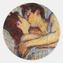 Toulouse-Lautrec na cama as etiquetas do beijo Adesivo