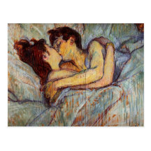 Toulouse-Lautrec na cama o beijo Cartão Postal