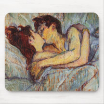 Toulouse-Lautrec na cama o tapete do rato do beijo Mouse Pad