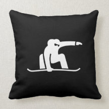 Travesseiro decorativo do pictograma da snowboardi