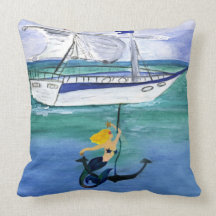 Travesseiro decorativo náutico da sereia da âncora