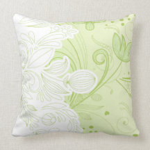 Travesseiro floral verde e branco dos redemoinhos