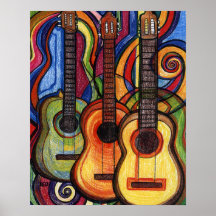 Três guitarra poster