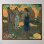 Três mulheres de Tahitian contra um fundo amarelo Poster