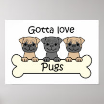 Três Pugs Posteres
