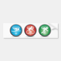 Triathlon Bumpersticker:  NATAÇÃO, CICLO, FUNCIONA Adesivo
