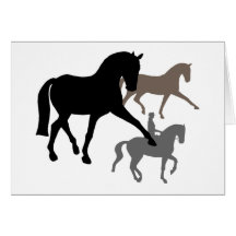 Trio dos cavalos do adestramento cartoes