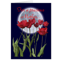 Tulipas do dia das mães & cartão & poema vermelhos