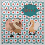 Turquesa retro das cisnes ostentosos cor-de-rosa & guardanapos da american mojo