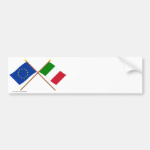 UE e bandeiras cruzadas Italia Adesivos