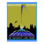 UFO sobre a fonte de Chicago - de Buckingham Cartao Postal