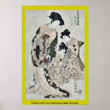 Ukifune da mangueira de Kanaya por Isoda, Koryusai Pôsteres