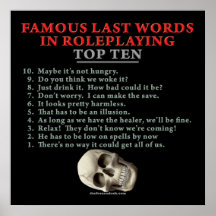 Últimas palavras famosas no Roleplaying: Parte sup Poster