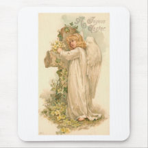 Um anjo feliz da páscoa mousepad