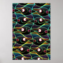 Um cheio do mundo de peixes de sorriso posters