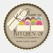Um dúzia franceses Macarons "da cozinha de " Adesivo Em Formato Redondo