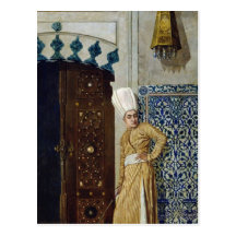 Um eunuch antes da porta do harem cartao postal