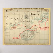 Um mapa autêntico de 1690 piratas (com enfeites) posteres