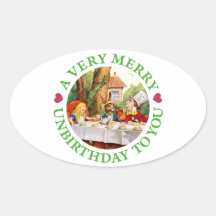Um Unbirthday muito alegre a você! Adesivos Ovais