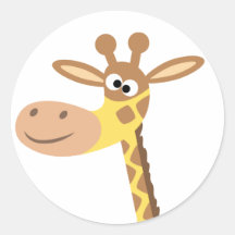 Uma etiqueta redonda do girafa dos desenhos animad adesivo em formato redondo