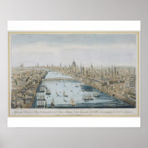 Uma vista geral da cidade de Londres e do rio Impressão