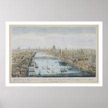 Uma vista geral da cidade de Londres e do rio Impressão