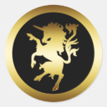 UNICÓRNIO DOURADO ADESIVOS EM FORMATO REDONDOS