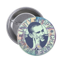 Unidade de Obama, esperança, mudança e paz 2012 Botons