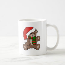 Ursinho do Natal com chapéu do papai noel Caneca