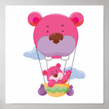 urso adorável do balão de ar quente impressão