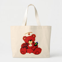 Urso da enfermeira no vermelho bolsas para compras
