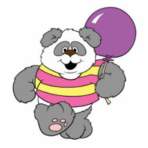 Urso de panda bonito com balão foto escultura