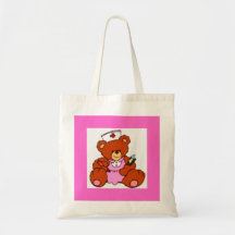 Urso de ursinho uniforme cor-de-rosa da enfermeira bolsas