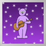 Urso roxo do guitarrista pôsteres