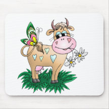 Vaca bonito & borboleta mousepad