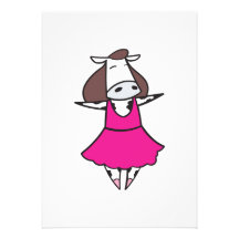 Vaca engraçada da bailarina convite personalizados