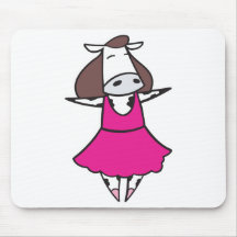 Vaca engraçada da bailarina mouse pad