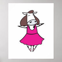 Vaca engraçada da bailarina pôsteres