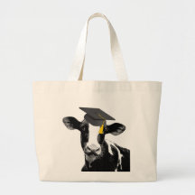 Vaca engraçada da graduação dos parabéns no boné bolsas de lona