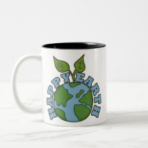Vai o copo de café feliz verde da terra canecas