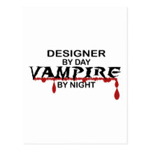 Vampiro do desenhista em a noite cartão postal