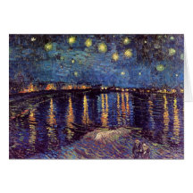 Van Gogh; Noite estrelado sobre o Rhone, arte do v Cartão