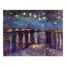 Van Gogh; Noite estrelado sobre o Rhone, arte do v Convites Personalizados